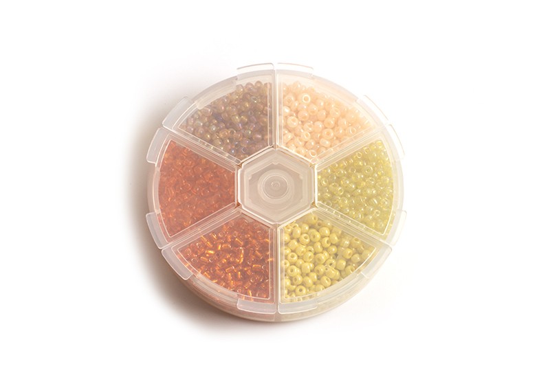 Seed beads, 3 mm, gule farver, ca. 1200 stk.