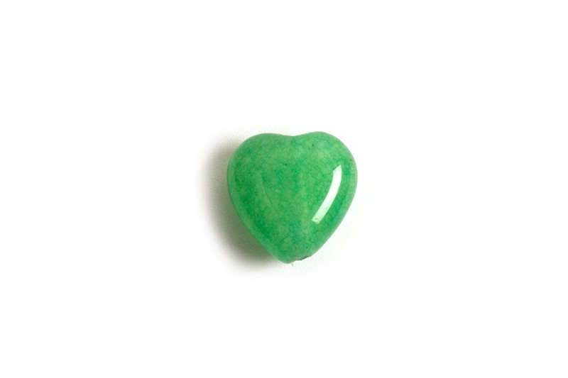 Farvet jade, hjerte, ca. 10x10x7 mm, grøn, 2 stk.