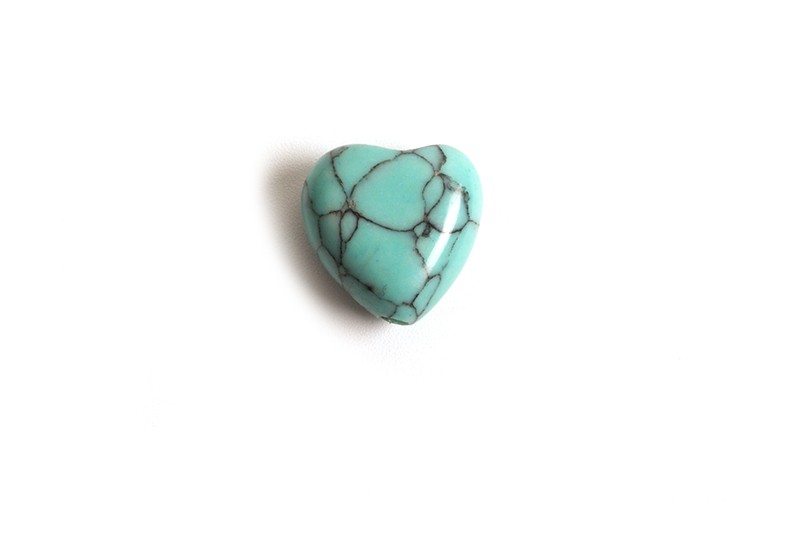 Turkis, hjerte, ca. 10x10x5 mm, 2 stk.