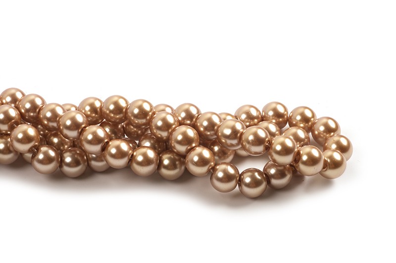Glasperle, perlemor, ca. 10 mm, beige, ca. 85 perler