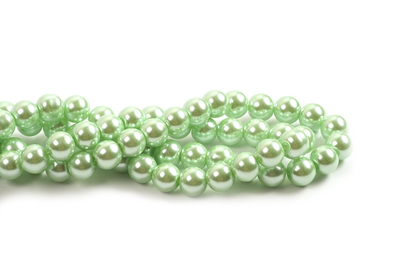 Glasperle, perlemor, ca. 10 mm, mintgrøn, ca. 85 perler