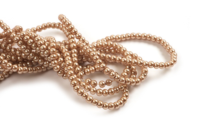 Glasperle, perlemor, ca. 3 mm, beige, ca. 195 perler