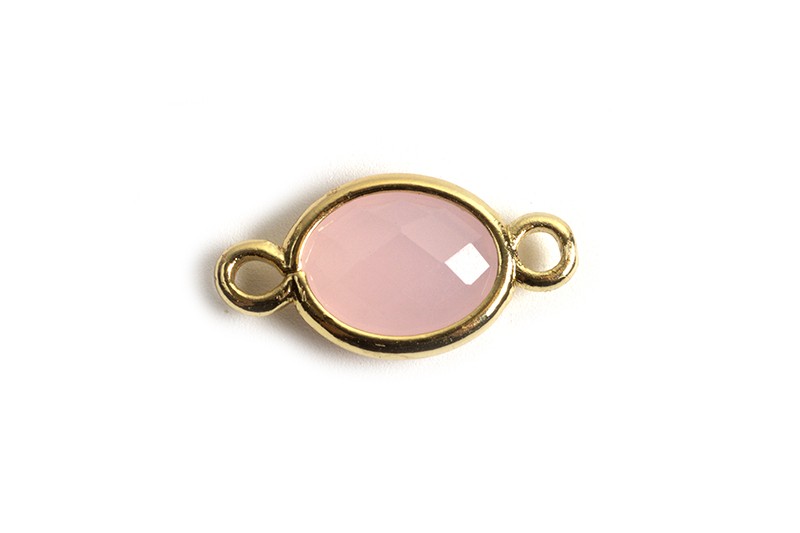 Vedhæng m/krystal og to øskner, Facetteret glas, 15x7x3,2 mm, FG, lyserød, 1 stk.