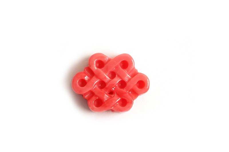 Knude, coral, ca. 8x12 mm, coralfarvet, 2 stk.