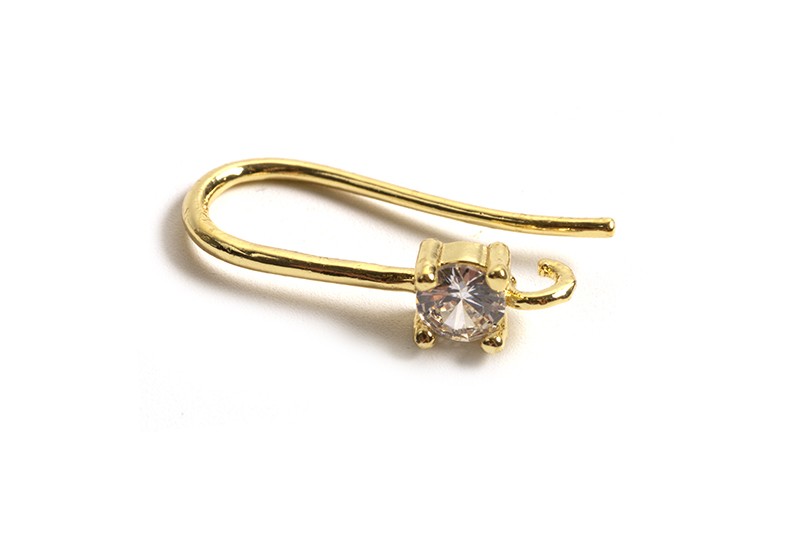 Ørekrog m/zirkonia, ca. 17x7 mm, forgyldt med 18K guld, 1 par