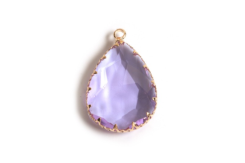 Vedhæng, glas, ca. 30x19x6 mm, FG, lilla, 1 stk.