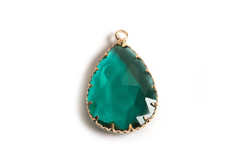 Vedhæng, glas, ca. 30x19x6 mm, FG, grøn, 1 stk.