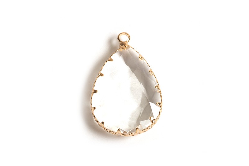 Vedhæng, glas, ca. 30x19x6 mm, FG, klar, 1 stk.