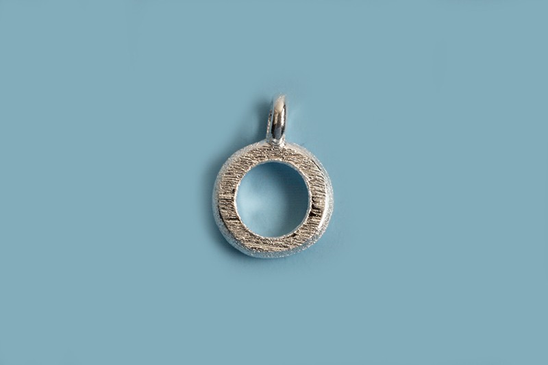 Vedhæng, børstet, ring m/øsken, 5x7 mm, 925s, 1 stk.