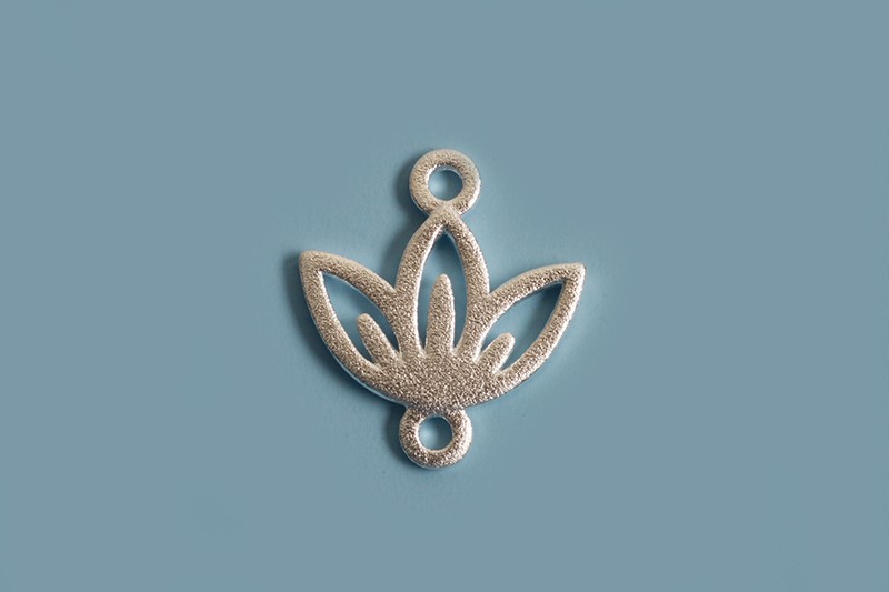 Vedhæng, mat, lotusblomst, link, 10x12 mm, 925s, 1 stk.