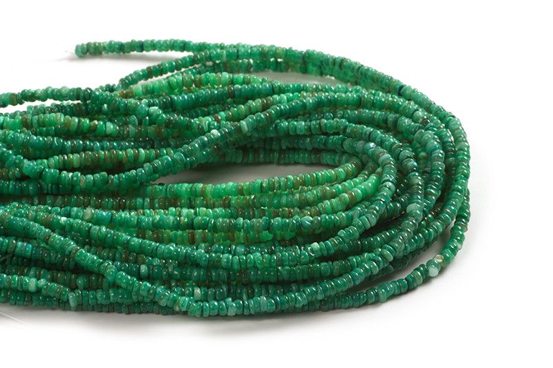 Shell pearls, heishi, ca. 3-4x0,3-3 mm, grøn, 1 streng