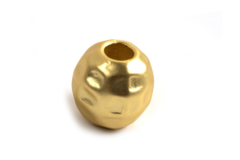 Perle, mat, hamret, ca. 8 mm, forgyldt med 18K guld, 2 stk.