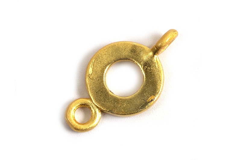 Vedhæng, mat, ring m/2 øskner, ca. 15x8 mm, forgyldt med 14K guld, 2 stk.