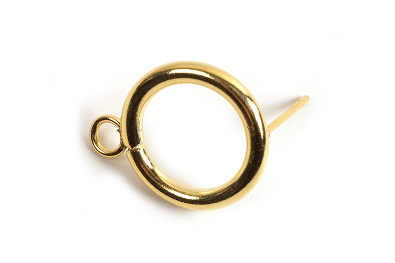 Ørestikker, ring m/øsken, 14x18 mm, rustfrit stål forgyldt med 24K guld, 1 par