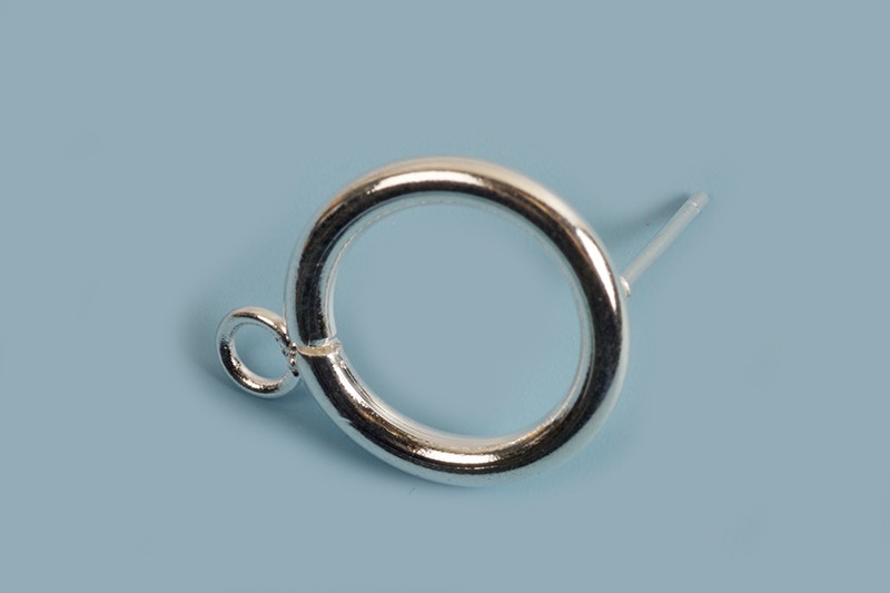 Ørestikker, ring m/øsken, 14x18 mm, rustfrit stål forsølvet med ægte sølv, 1 par