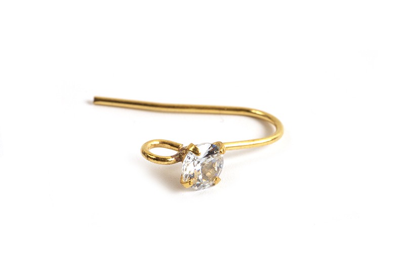 Ørekrog m/zirkonia, ca. 16x10 mm, forgyldt med 14K guld, 1 par