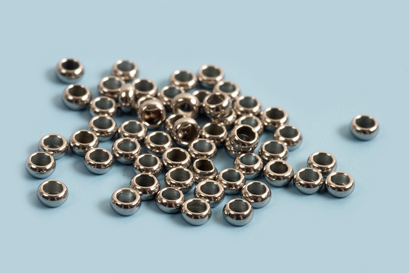 Klemøje, rondel, ca. 1,9 mm, rustfrit stål, ca. 50 stk.
