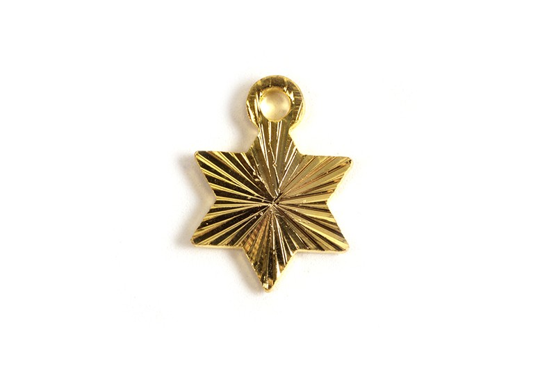 Vedhæng, stjerne m/mønster, ca. 12x8 mm, FG, 4 stk.