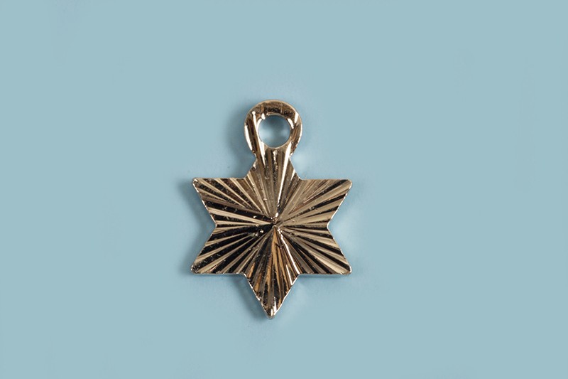 Vedhæng, stjerne m/mønster, ca. 12x8 mm, FS, 2 stk.