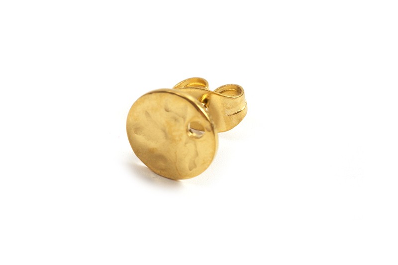 Ørestikker m/tekstur, 8 mm, forgyldt med 18K guld, 2 par