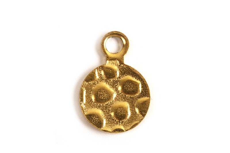 Vedhæng, mønt m/tekstur, 12x8 mm, FG rustfrit stål, vandfast, 4 stk.
