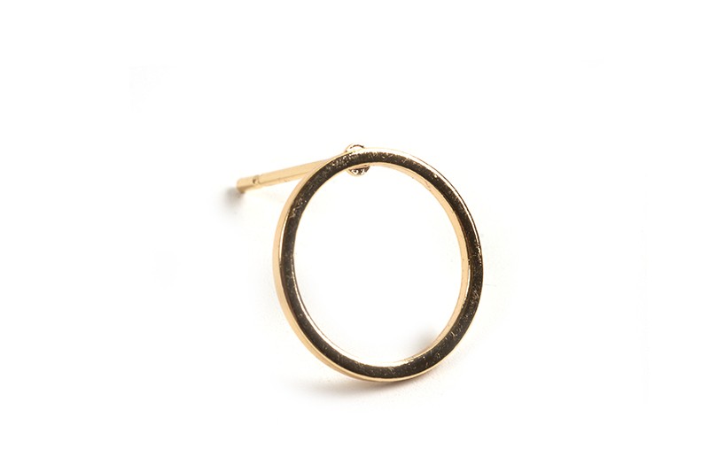 Ørestikker m/ring, ca. 12 mm, forgyldt med 18K guld, 1 par