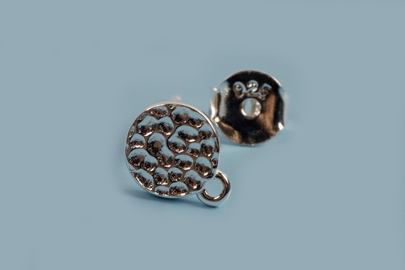 Ørestikker m/banket overflade og øje, ca. 6 mm, 925s, 1 par