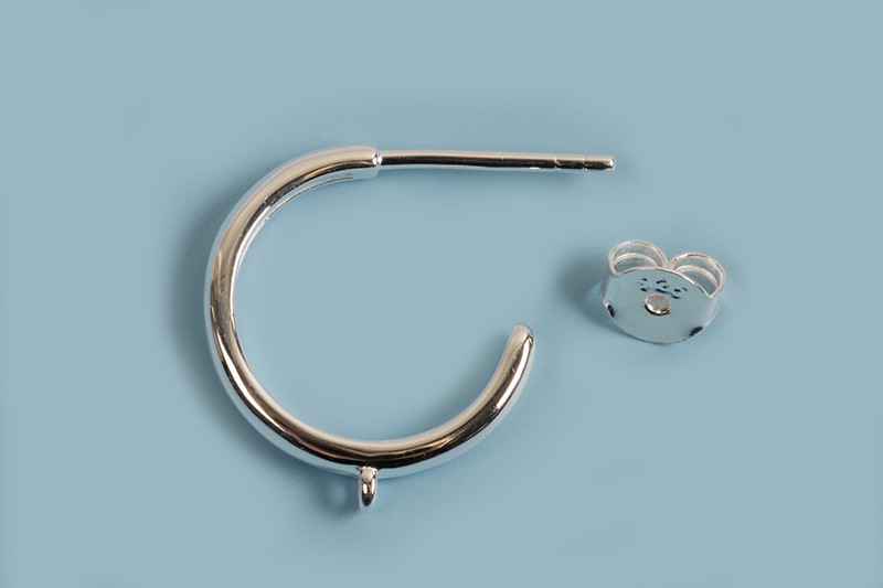 Hoops m/1 øje, 15 mm, 925s,1 par