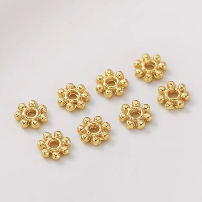 Mellemperle, blomst, ca. 4mm,  FG, 4g