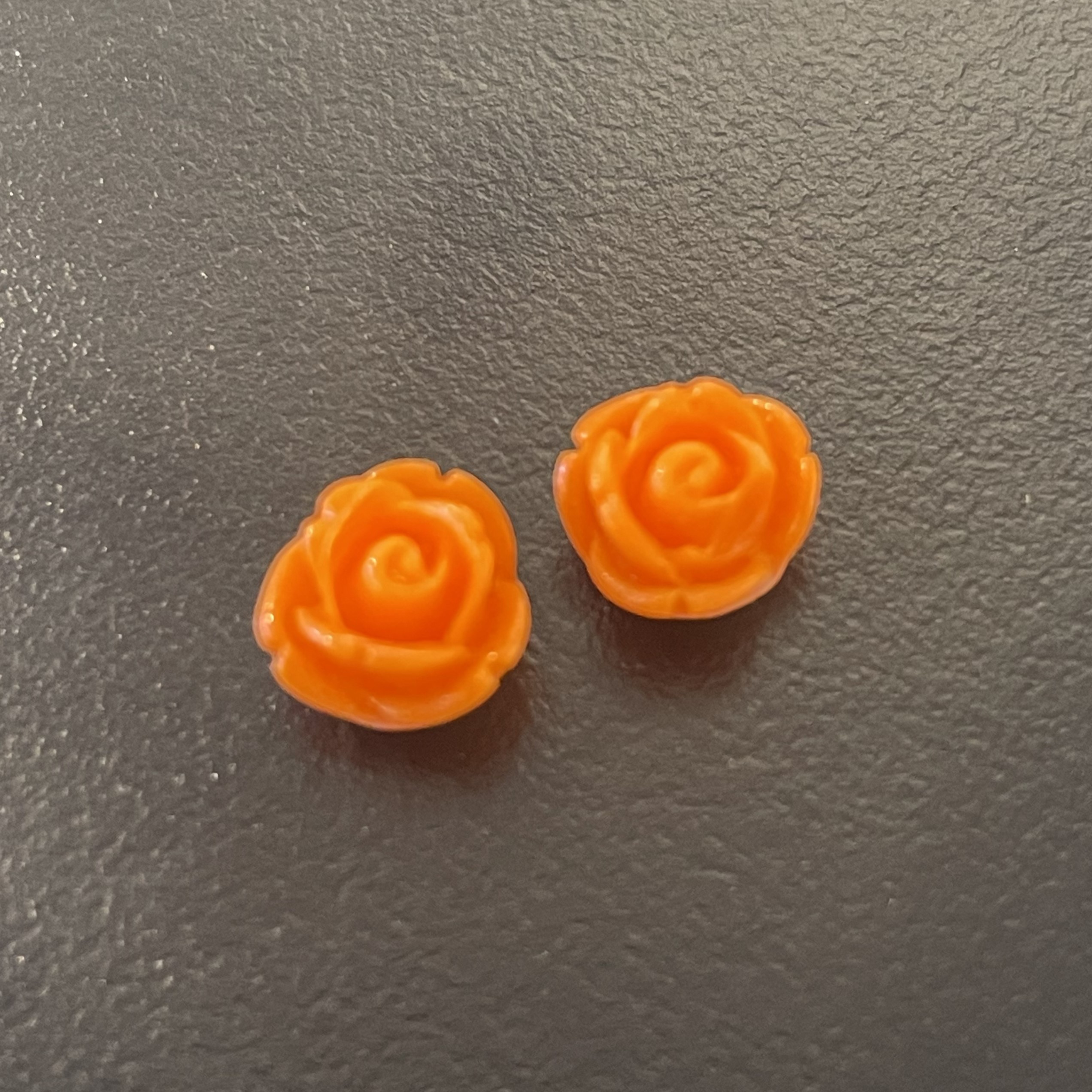 Rose, resin/acryl, 7 mm, orange, 6 stk.