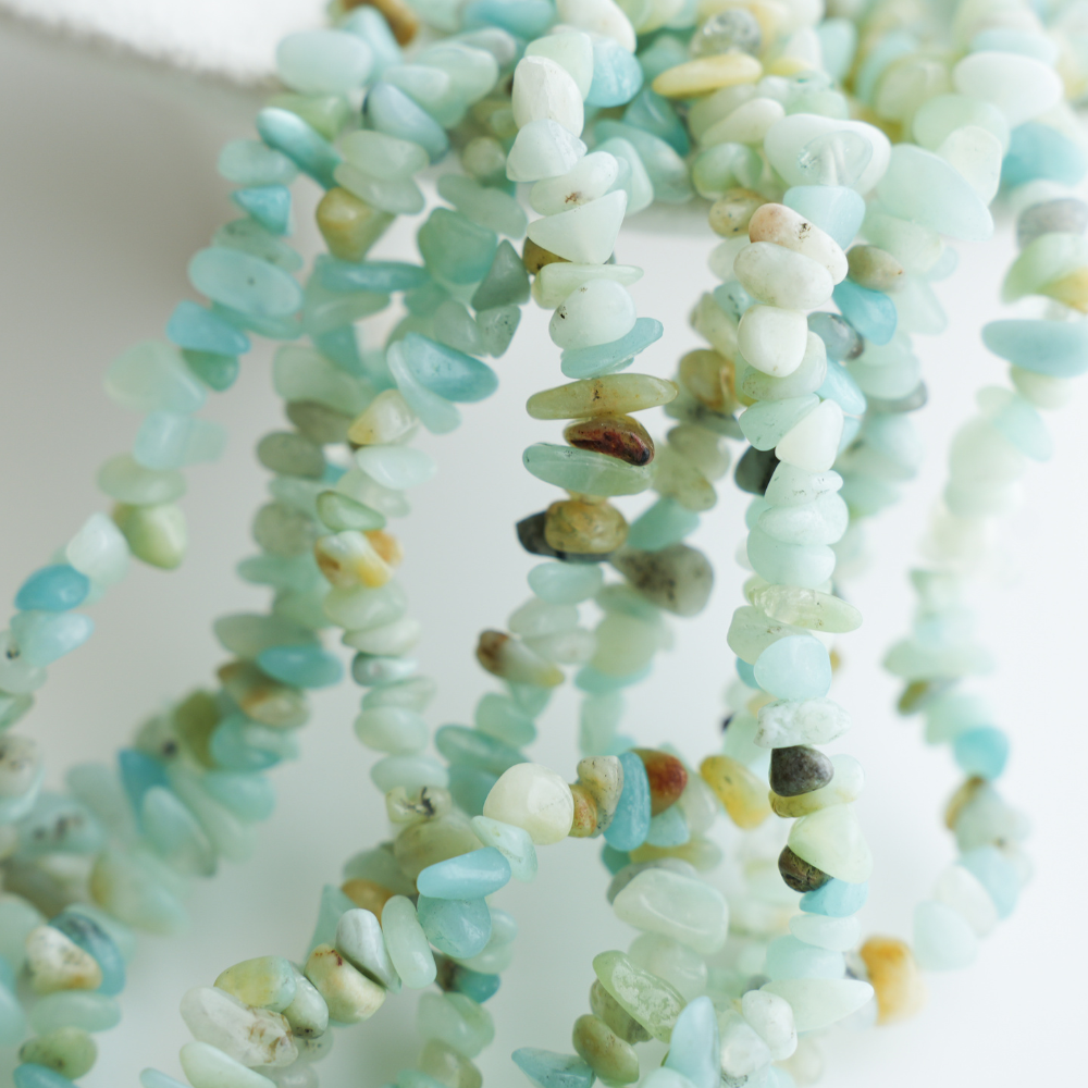 Amazonit，Chips Perler,5-10mm/82cm，Hel Streng 