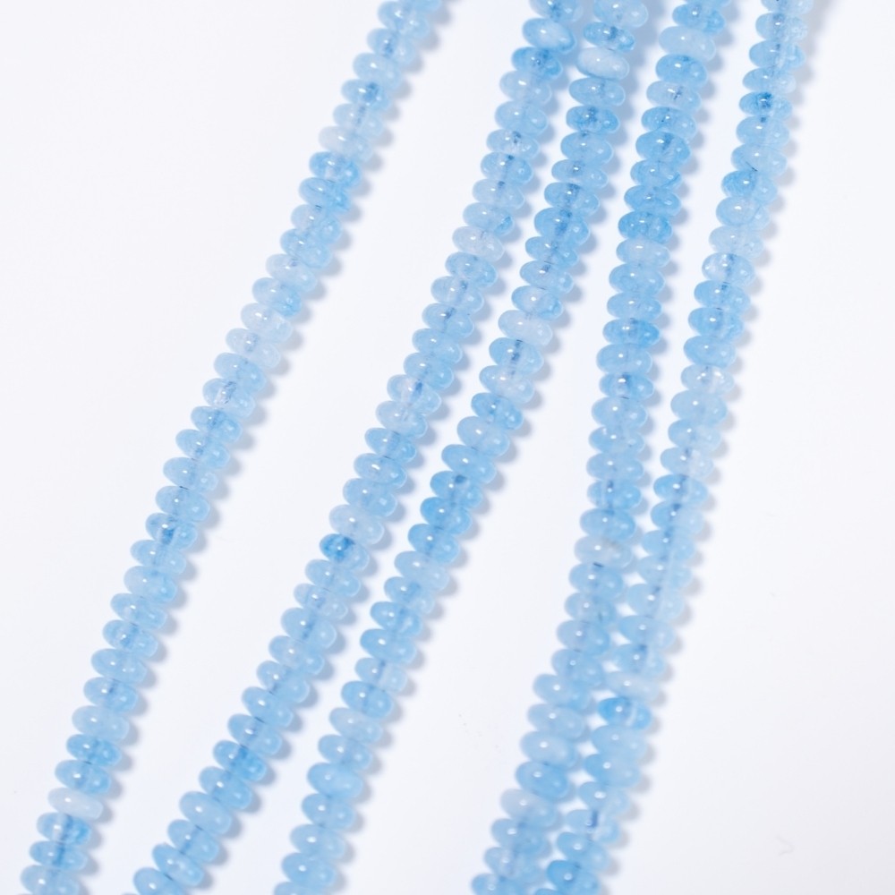 Aquamarin，Glatte Rondeller, 2.4*4.6mm/37cm, Hel Streng