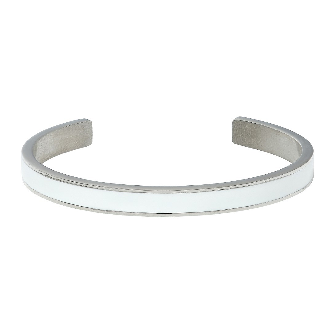 White Enamel Bangle Steel
