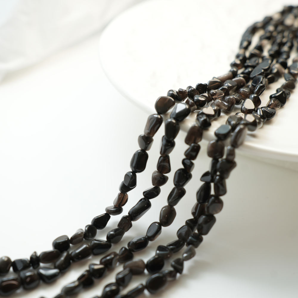 Black Agate ,5-10mm/39cm，Hel Streng