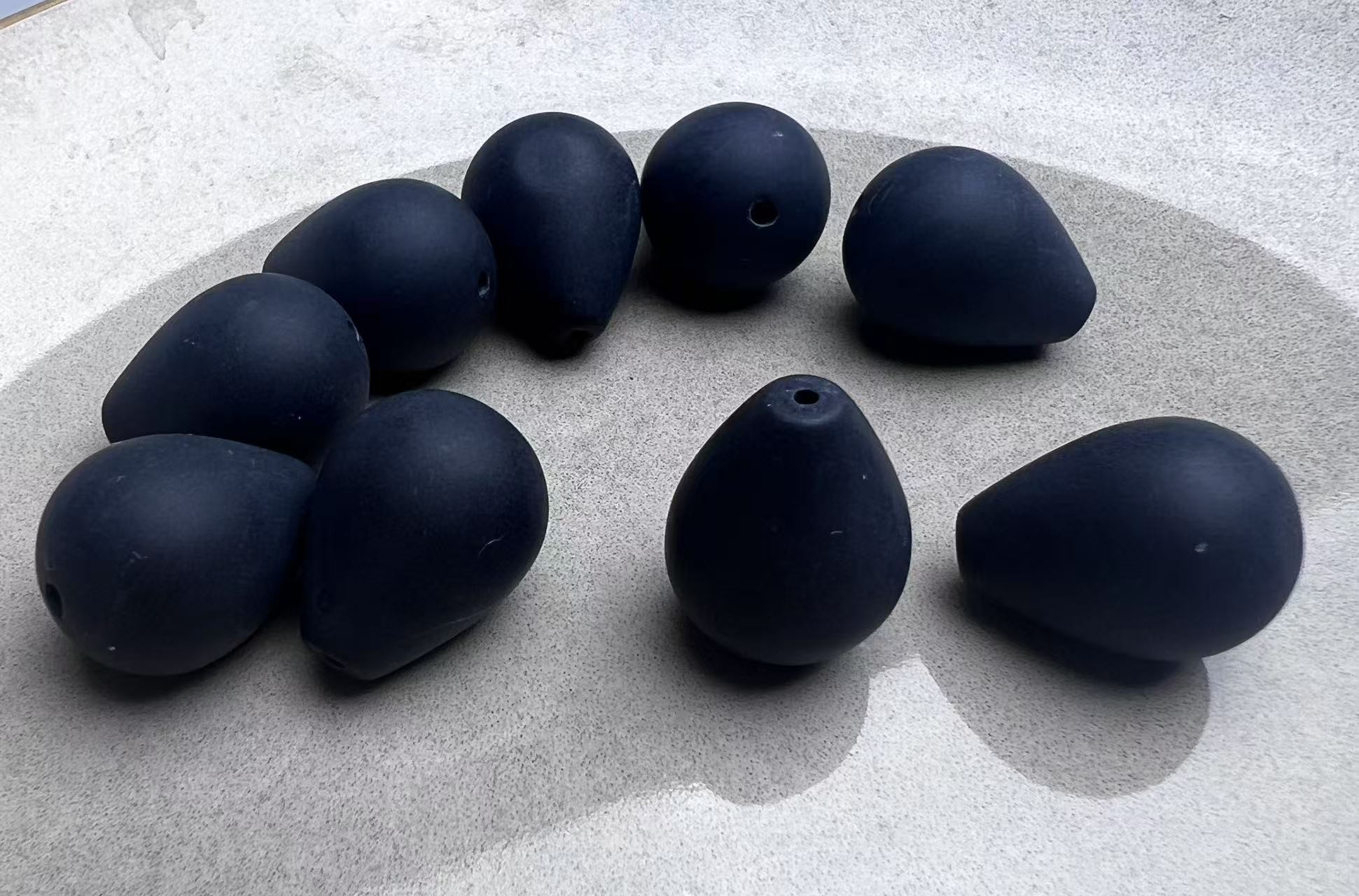 Sort onyx, mat, kæmpedråbe, 17x22 mm, 1 stk.