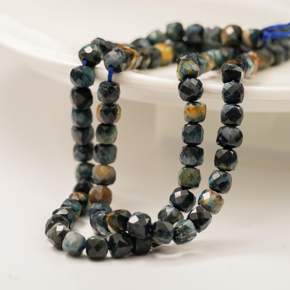 Black Tiger Eye,8mm Terning, Hel Streng