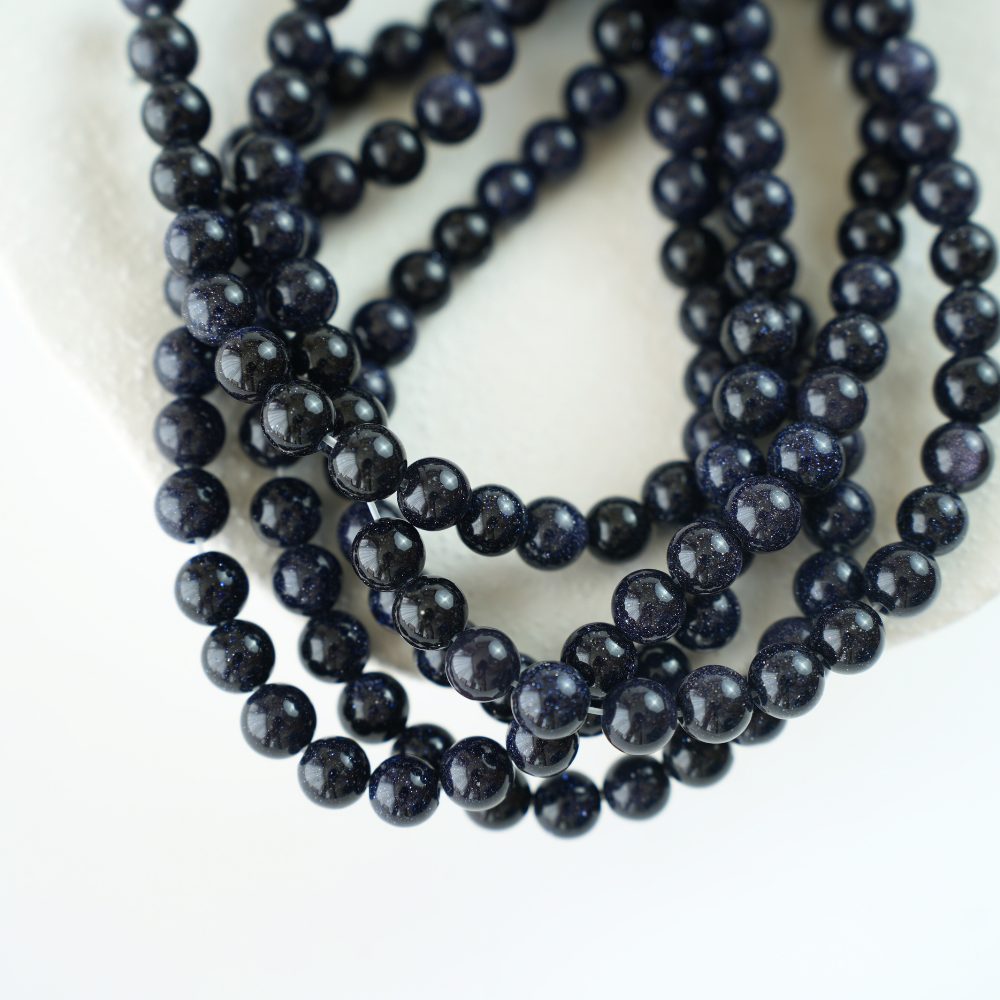 Blue Golden Sandstone，8mm rund，hel streng 38cm