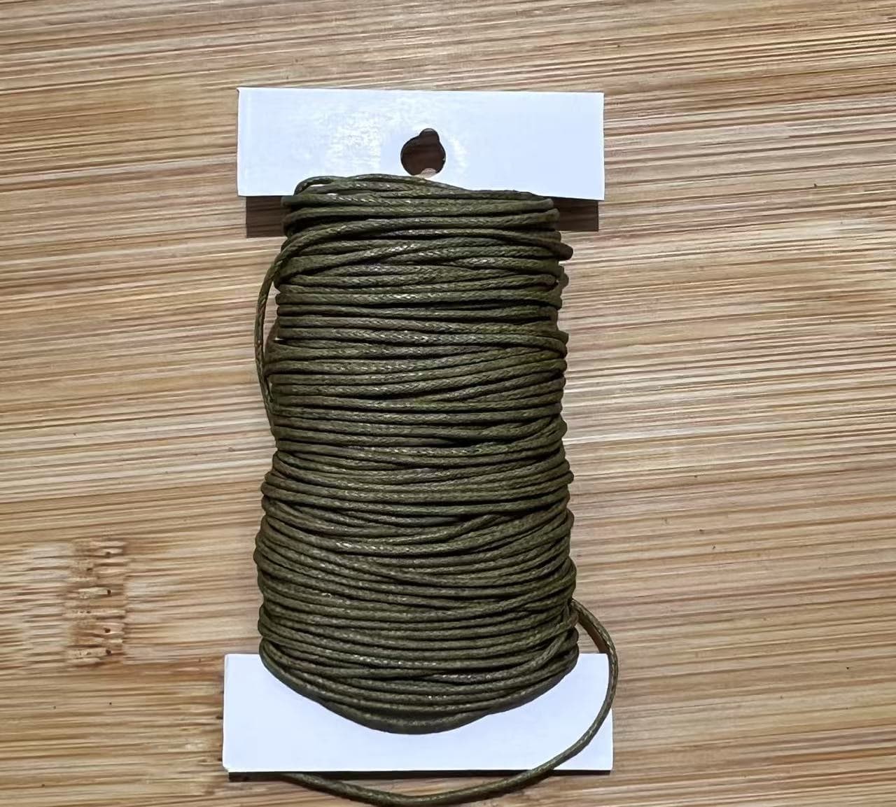 Bomuldssnøre, vokset, Army Green, 1 mm, ca. 10 meter