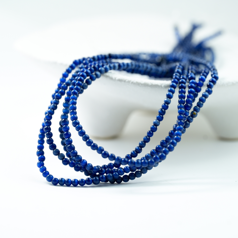 Cat Eye,3mm/37cm，Hel Streng - Mørkeblå‌ ‌