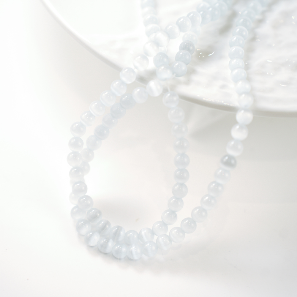 Cat Eye,8mm/37cm，Hel Streng - Råhvid