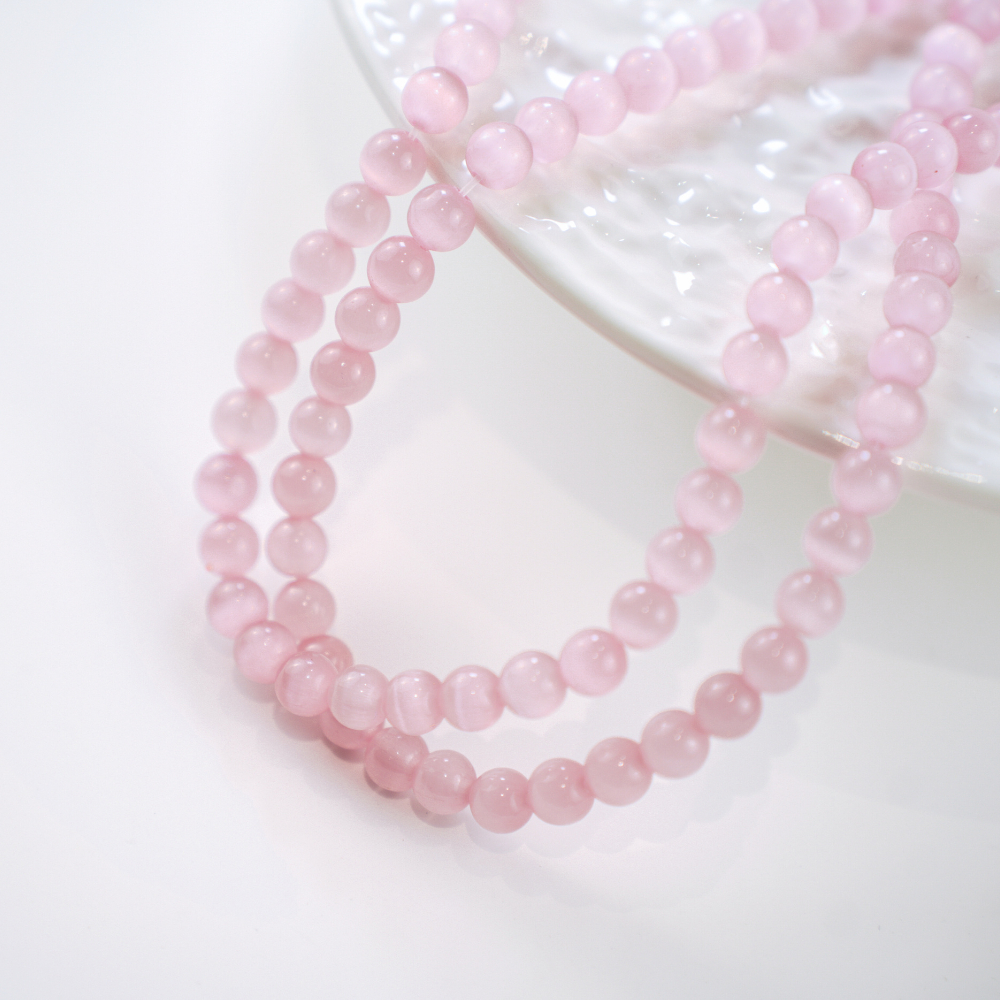 Cat eye,8mm/36cm，Hel Streng - Lyse pink 