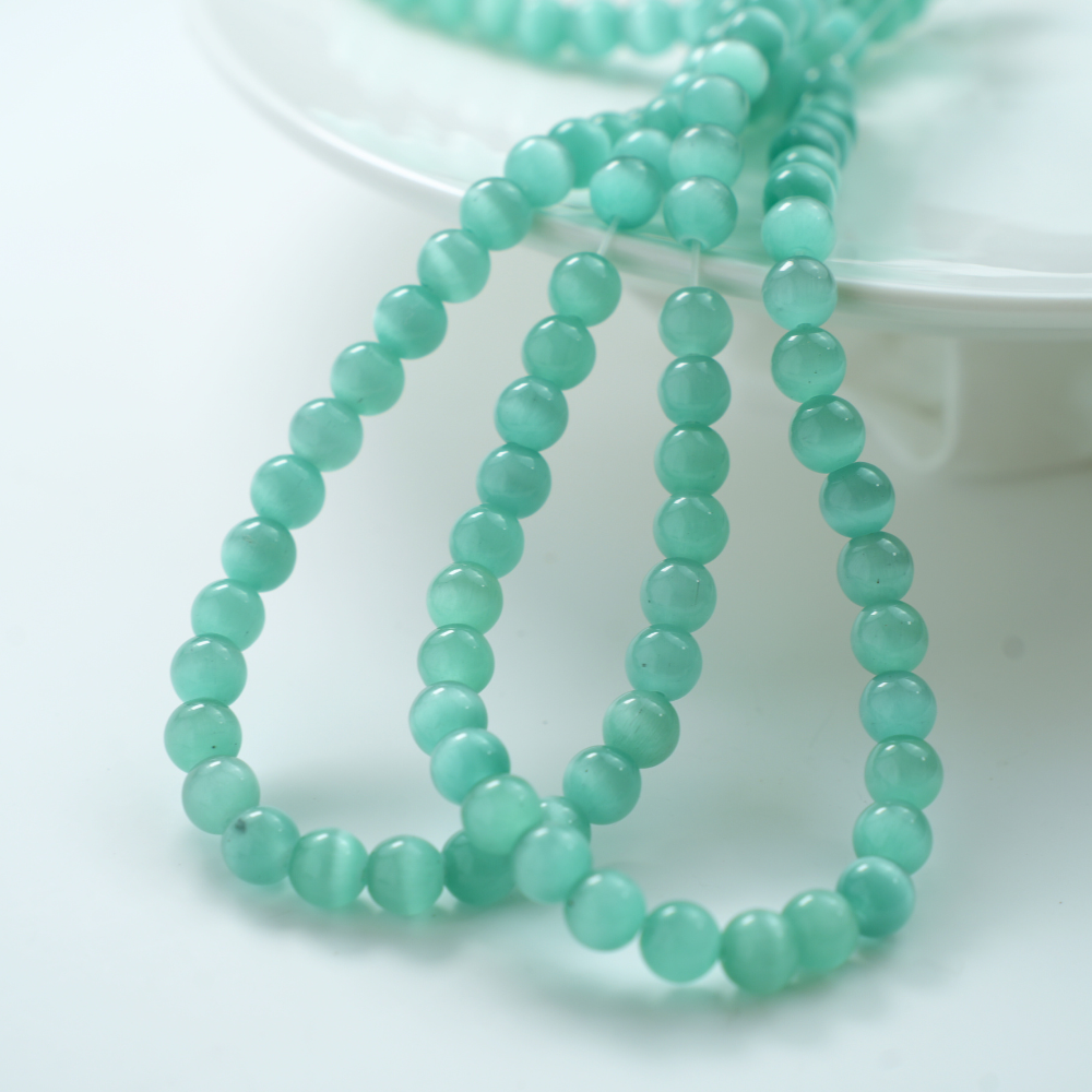 Cat eye,10mm/37cm，Hel Streng -  Akvamarin 