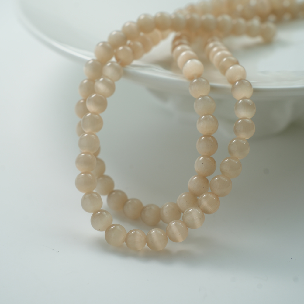 Cat eye,8mm/37cm，Hel Streng -  Beige  