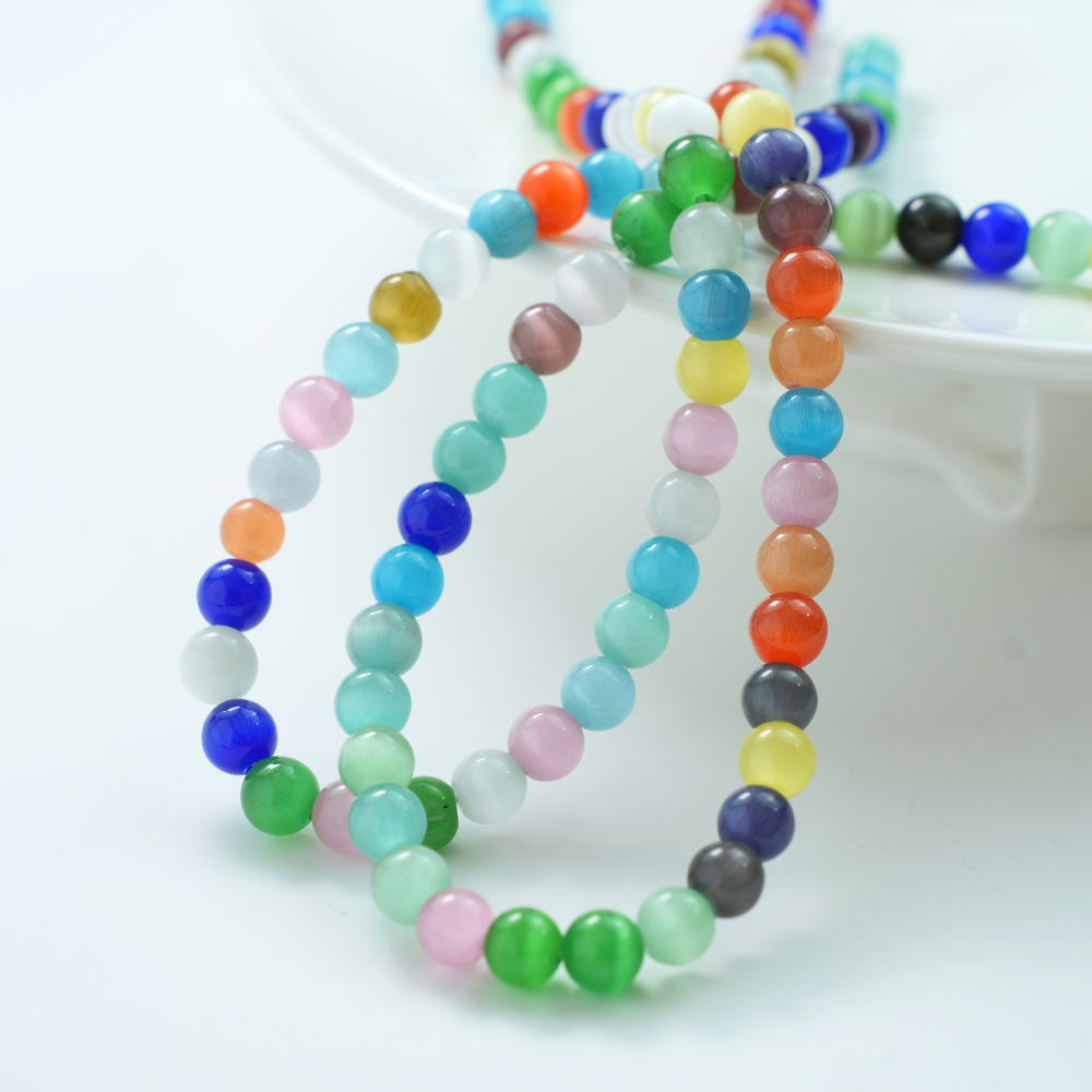 Cat eye,8mm/37cm，Hel Streng -  Regnbuefarvet 