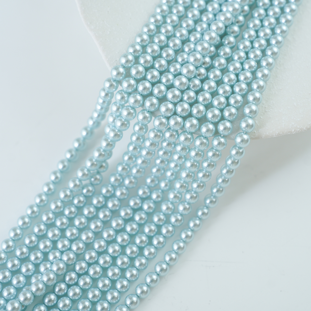 Crystal pearl,10mm rund/40cm, Hel Streng - Light Blue