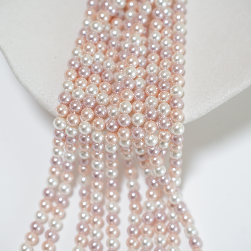 Crystal pearl,10mm rund/40cm, Hel Streng - MIX5