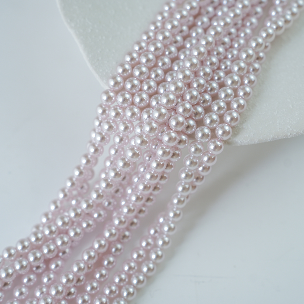 Crystal pearl,10mm rund/40cm, Hel Streng - Pink