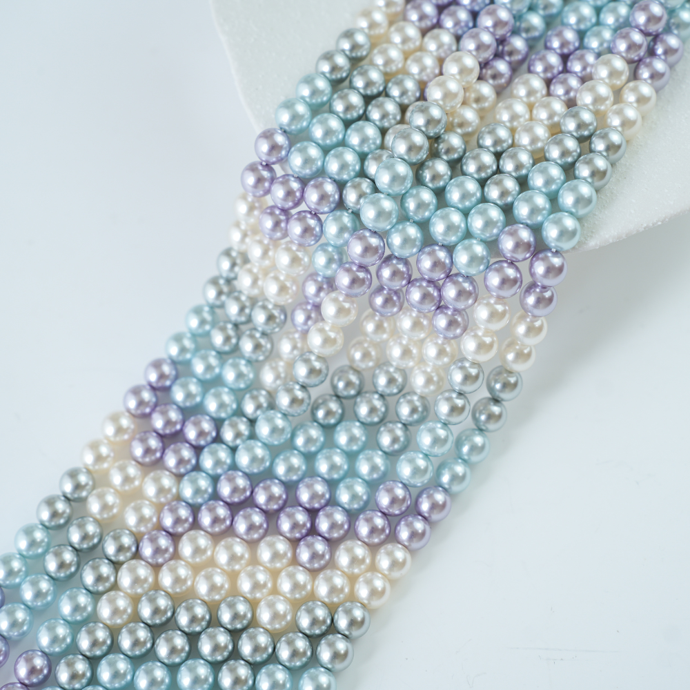 Crystal pearl,8mm rund/40cm, Hel Streng - MIX2