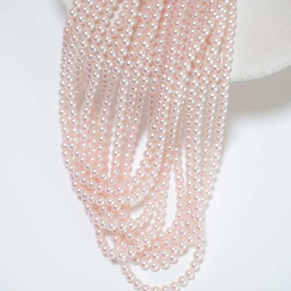 Crystal pearl,mat/4mm rund/40cm, Hel Streng - Rosaline