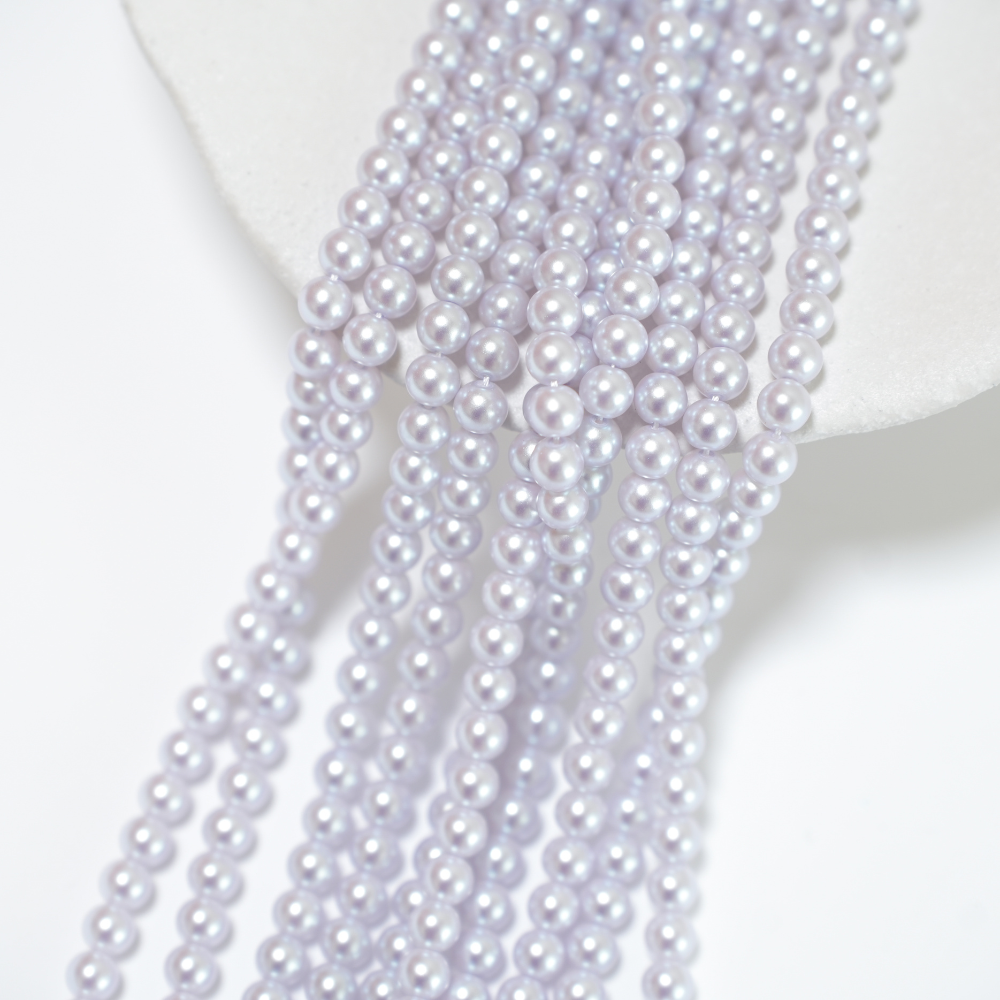 Crystal pearl,mat/6mm rund/40cm, Hel Streng - Lilla